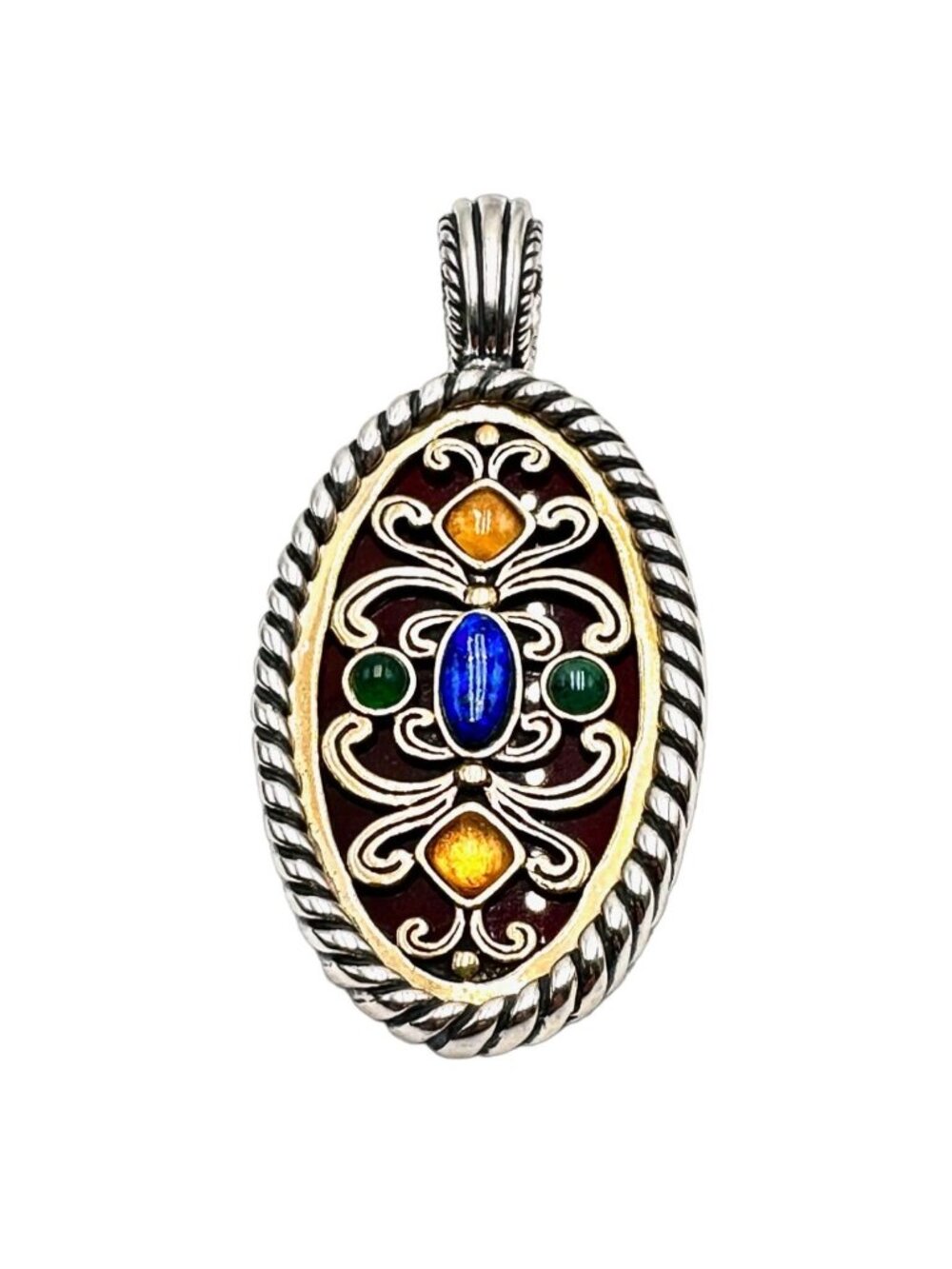 Carolyn Pollack Multi Gemstone Sterling Silver Brass Pendant Enhancer
